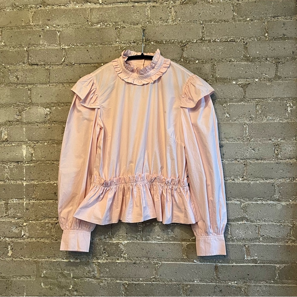 Ganni Pink Ruffled Blouse - Picture 2 of 13